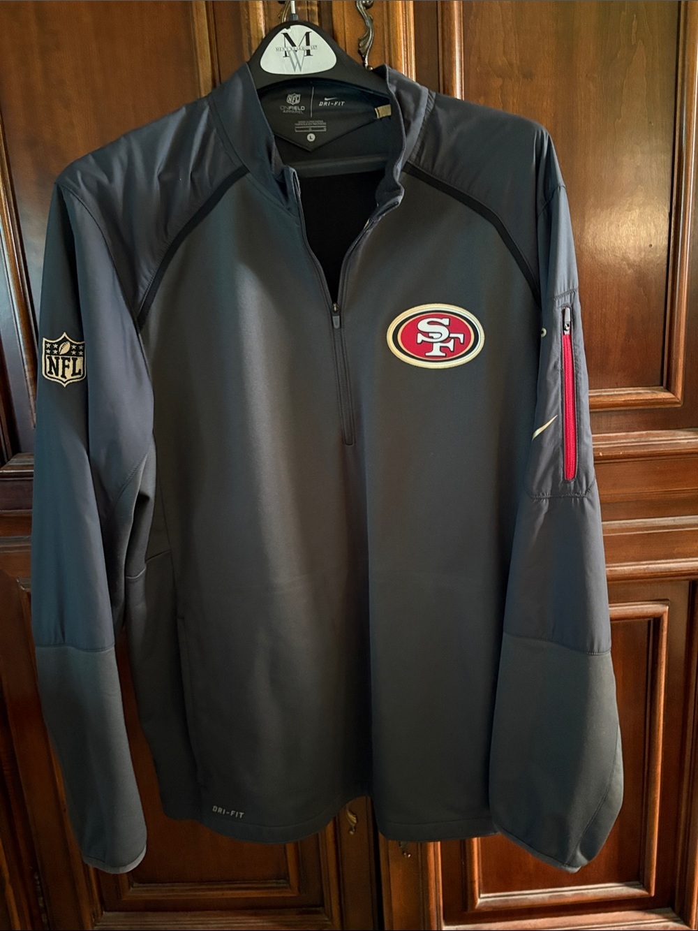 San Francisco 49ers Nike Dri-FIT Quarter Zip Pullover - Black & Gold Size L